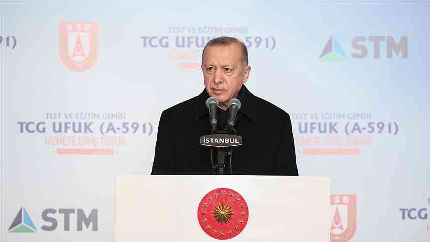 Cumhurbaşkanı Erdoğan, Test ve Eğitim Gemisi TCG Ufuk (A-591) Hizmete Giriş Töreni'ne katıldı