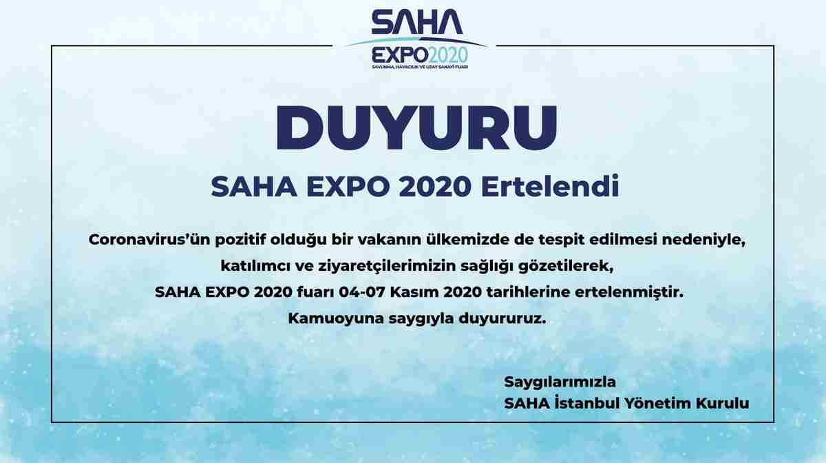 Coronavirus nedeniyle SAHA EXPO 2020 ertelendi
